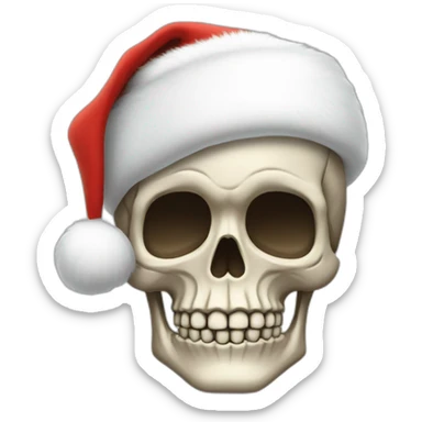 à Skeleton with a santa cap sticker