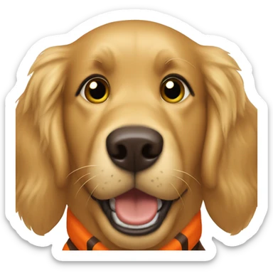 Golden retriever wearing Cleveland browns uniform sticker