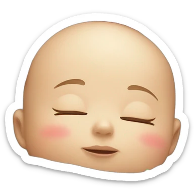 Baby face sleeping with eyes closed with a strawberry on top of the head sticker