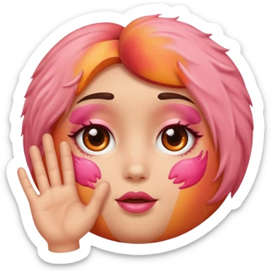 Peach with hand print on face sticker