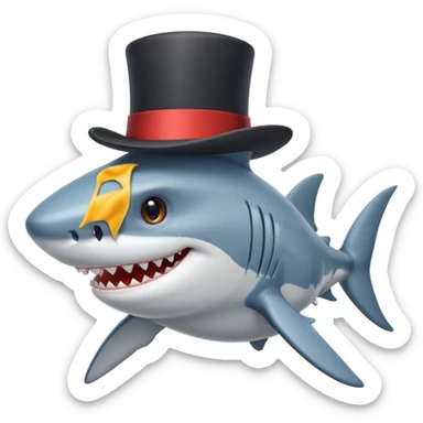 Shark with a top hat sticker