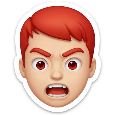 profile picture of a furious boy, emoji style, clenched teeth, red cheeks, simple background sticker