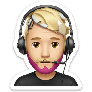 "Illustrate PewDiePie with blond hair, trimmed beard & gamer headset." sticker