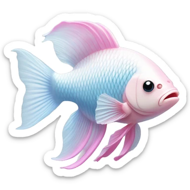 Pastel blue, pink, and white colore Beta Fish sticker