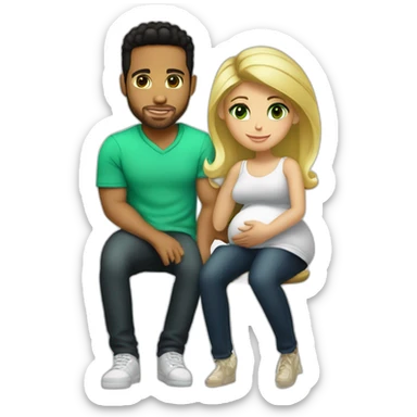 Romeo Santos with pregnant blond girl and green eyes pregnent sticker
