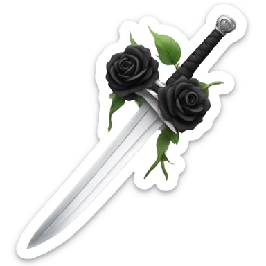 sword with black roses sticker
