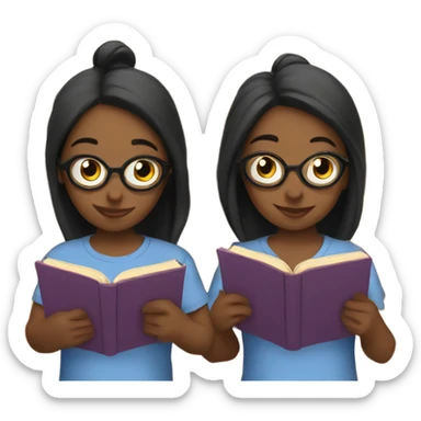 Twins reading books sticker