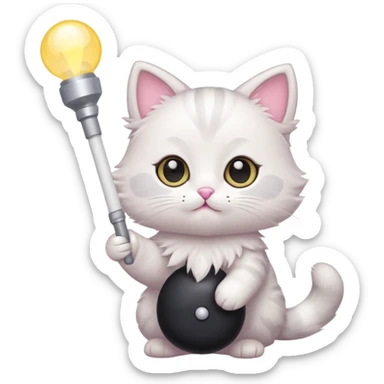 chibi cute cat holding a light stick sticker