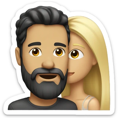 Dark hair man with beard kissing blond hair woman  sticker