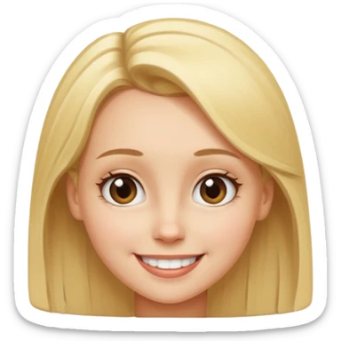 An emoji of a blond girl with a VERY VERY VERY big forehead sticker