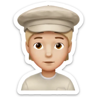 boy in white shirt hat sticker