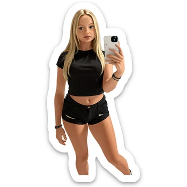 blonde girl taking selfie sticker