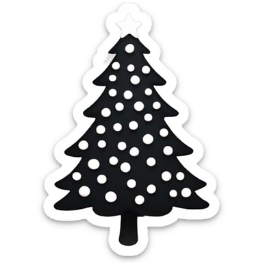 Black Christmas tree with white decoration  sticker
