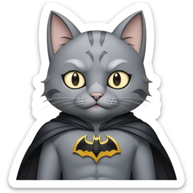 Grey Cat as Batman  sticker