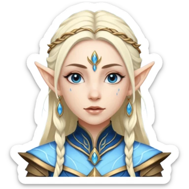 ESO female water elf with scale skin warrior with lashes and earrings sticker