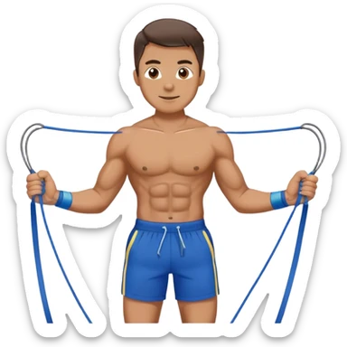 fit man with blue shorts resistance bands exercises sticker