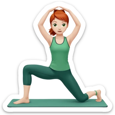pilates girl whit redhead whit green olvide sports set sticker