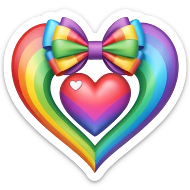 enchanted forest heart with a rainbow bow decorated with heart pattern on the bow sticker