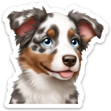 Small Red MERLE Australian shepherd puppy with light BLUE eyes sticker
