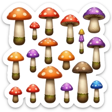colored mushrooms sticker