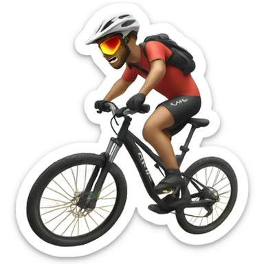 Mountain bike crash, rider has laser eyes  sticker