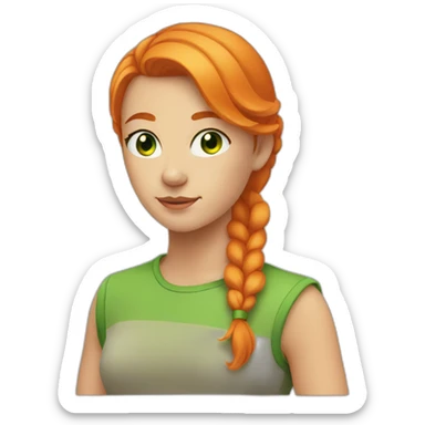 girl with shoulder length orange hair and green eyes sticker