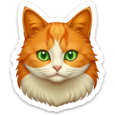 orange cat with green eyes sticker