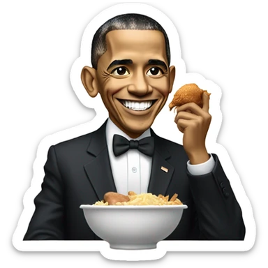 Barack Obama eating chicken sticker