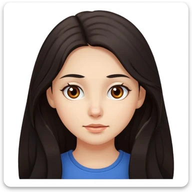 Yo, de cabello largo y oscuro, piel blanca, ojos café, tierna  sticker