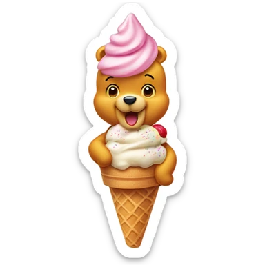 Winnie Pooh with ice cream sticker