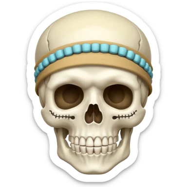 A skeleton having pookie band on his head sticker