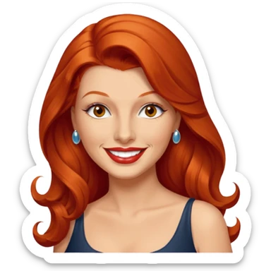 Rita Hayworth with long red hair, hazel eyes sticker