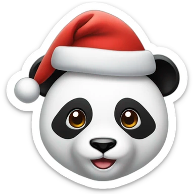 panda face with Christmas hat sticker