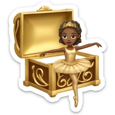  brown ballerina in a gold music box sticker