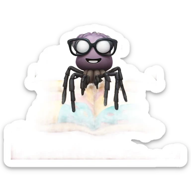 Tarantula with pajamas and reading glasses in bed sticker