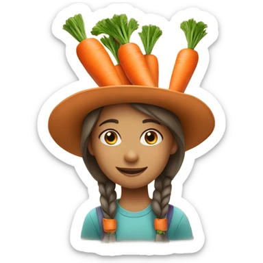 farmer girl in hat carying carrots sticker
