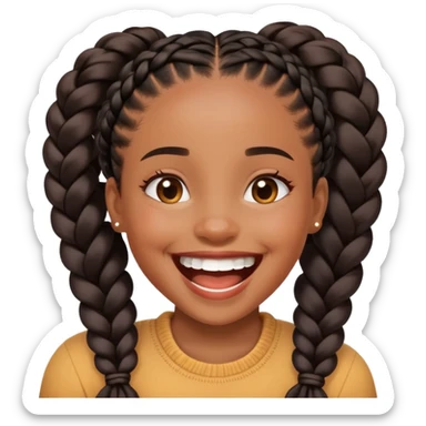 Black girl with braids laughing sticker