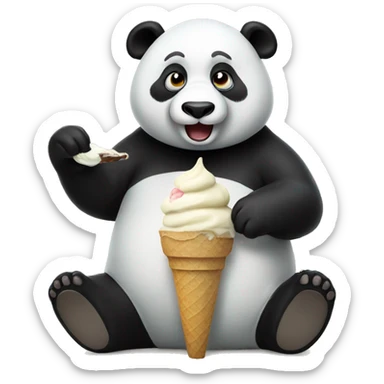 Panda eating ice cream sticker