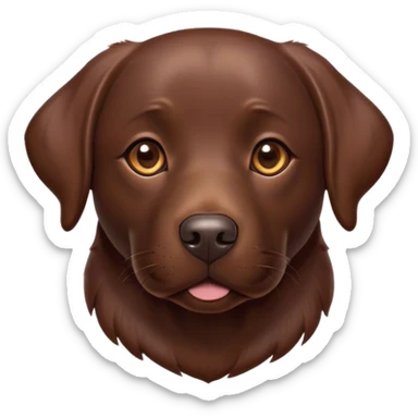 Cinematic Noble Chocolate Labrador Portrait Emoji, Poised and regal, with a robust, muscular build and a rich, glossy chocolate Fur, deep-set soulful brown eyes, Simplified yet sharp and sophisticated features, highly detailed, glowing with a soft, dignified glow, high shine, intelligent and gentle, stylized with an air of confidence, focused and attentive, soft glowing outline, capturing the essence of a watchful and loving companion, so majestic it feels as though it could bound out of the screen with effortless authority! sticker