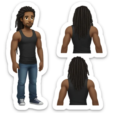 Light skinned black man with long dreads and tank top standing sticker