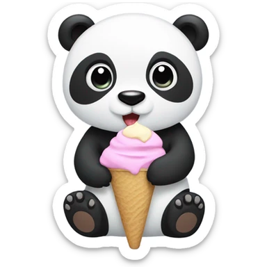 Panda eating ice cream sticker