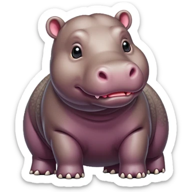 Create a cute, pixel art style Pygmy Hippo sticker