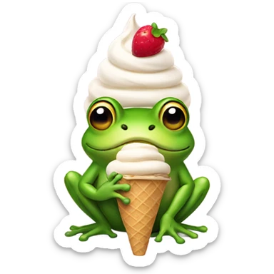 Frog with an ice cream  sticker