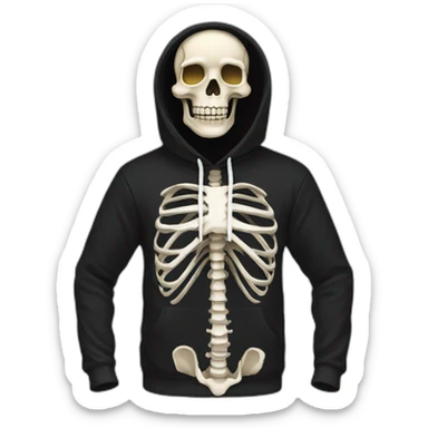 skeleton black hoodie sticker