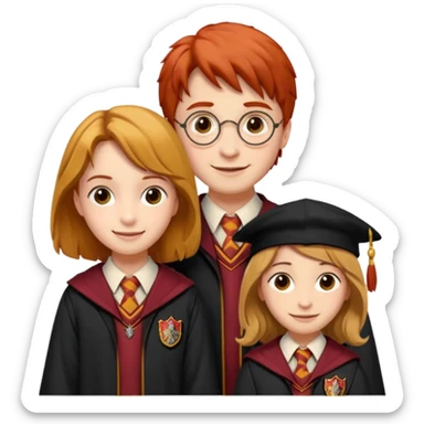 harry potter, ronald weasley and hermione granger in gryfinndor uniform sticker