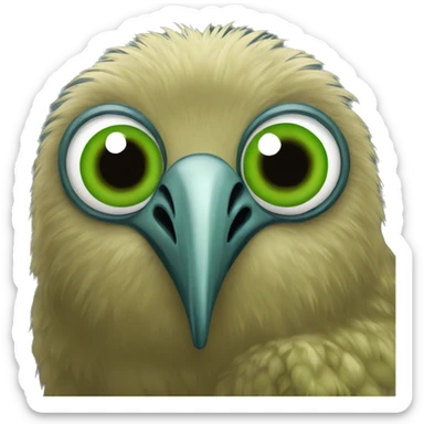 kiwi bird green big eyes sticker