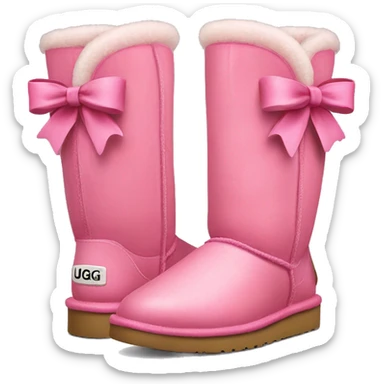 Pink ugg boots with bows on the back sticker