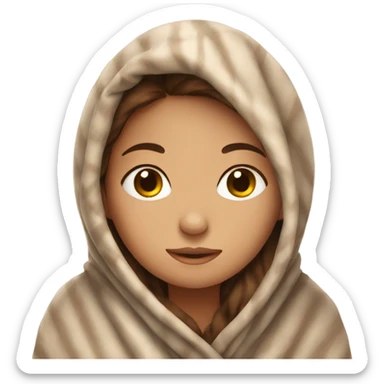 Brown hair girl cuddled in a blanket  sticker