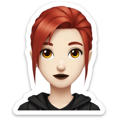 anime style red hair punk girl dark clothes dark makeup  sticker