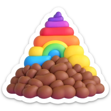 pile of poo with a bold rainbow gradient, extra vibrant colors sticker